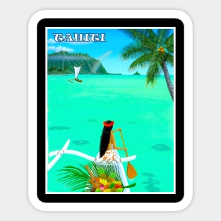 Tahiti Tropical Paradise Travel and Tourism Vintage Advertising Print Sticker